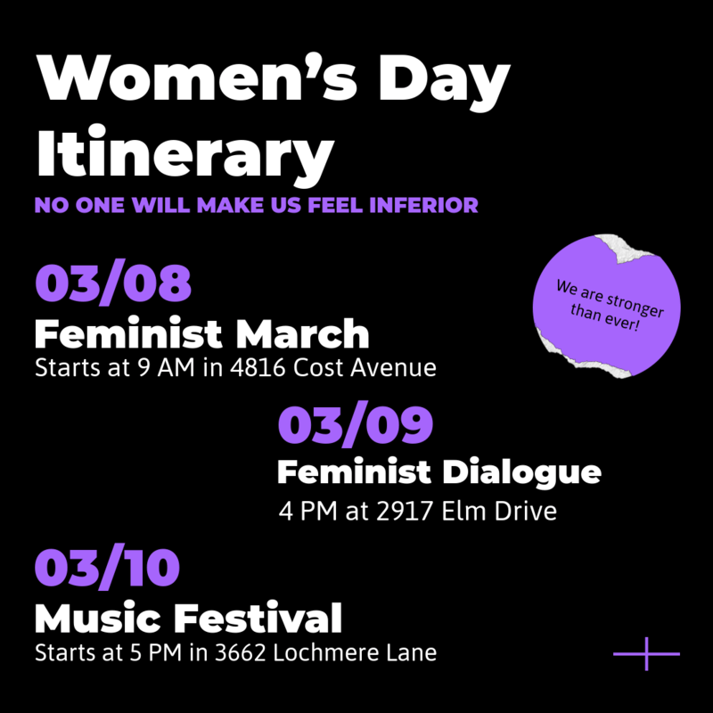 Itinerary Instagram Post Template For Women's Day Activities