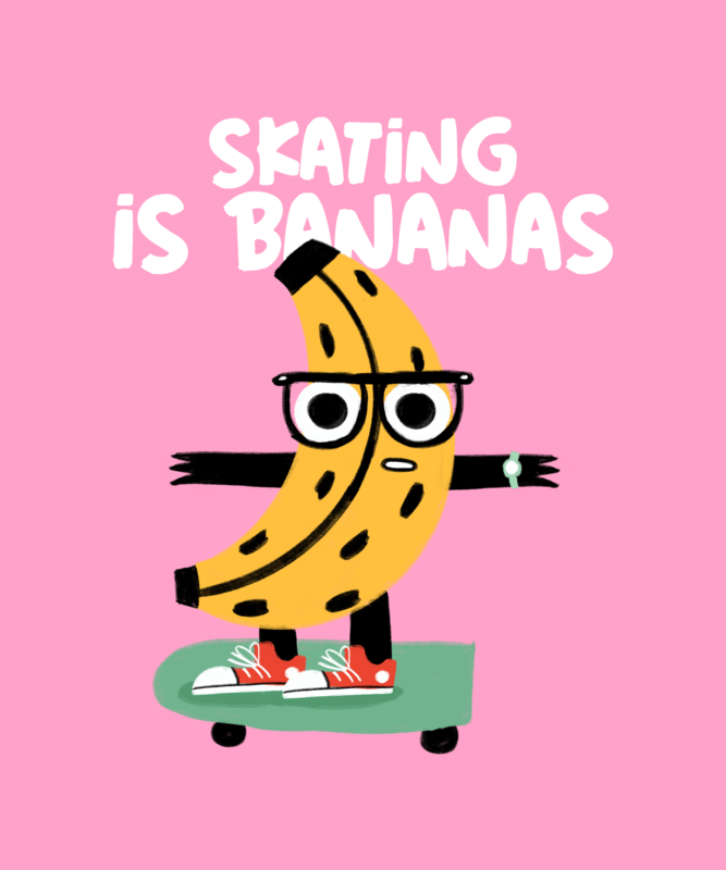 Kids T Shirt Design Creator With A Skating Banana Illustration