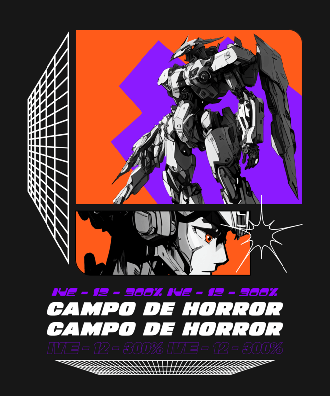 Manga T Shirt Design Template Featuring An Evangelion Inspired Graphic