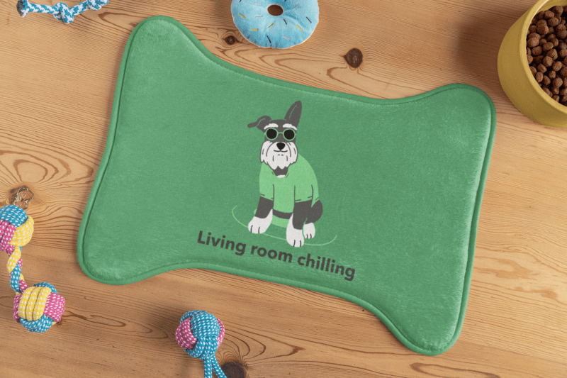 Mockup Of A Food Mat For Pets Featuring Dog Toys