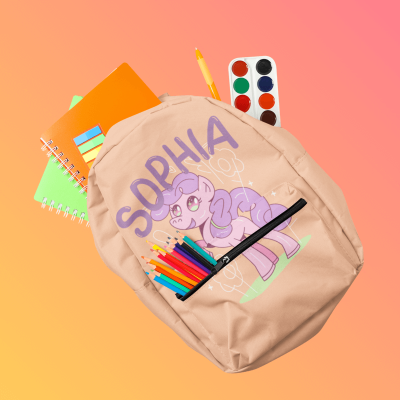 Mockup Of A Sublimated Backpack Full Of School Items