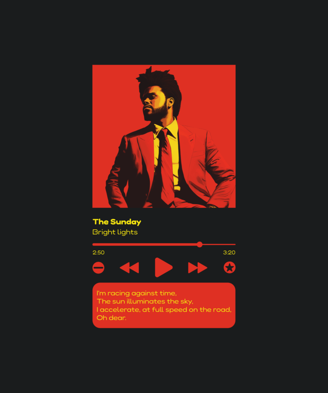 T Shirt Design Creator With A Music Player Layout Inspired By The Weekend