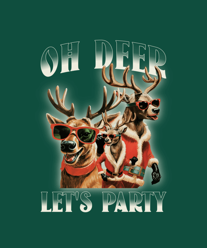 T Shirt Design Generator Featuring A Fun Xmas Theme With Reindeer Graphics