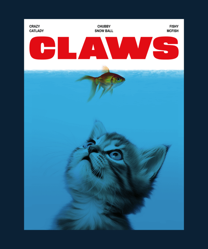 T Shirt Design Maker Featuring A Cat Parody Theme Inspired By Jaws
