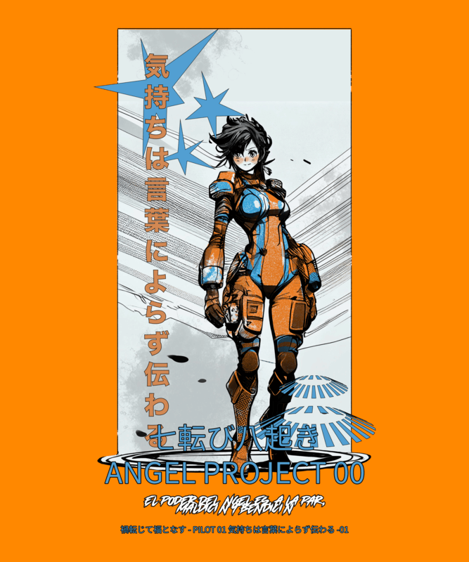 T Shirt Design Maker Featuring A Female Humanoid Illustration Inspired By Evangelion