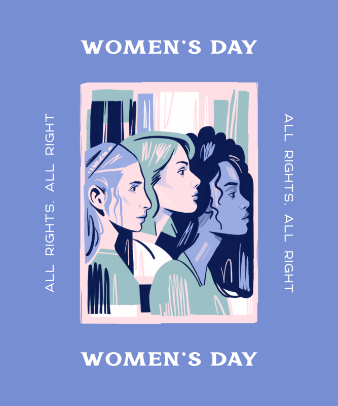 T Shirt Design Template For Women's Day Featuring Three Women