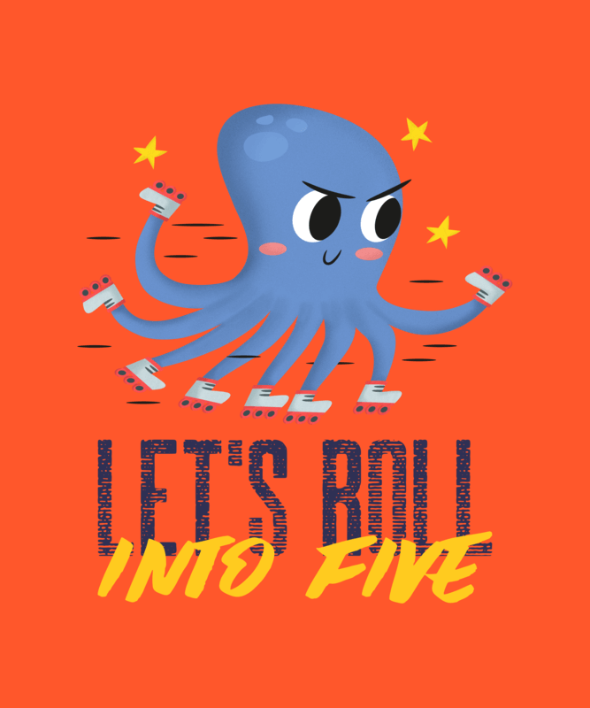 T Shirt Design Templates With An Illustration Of An Octopus