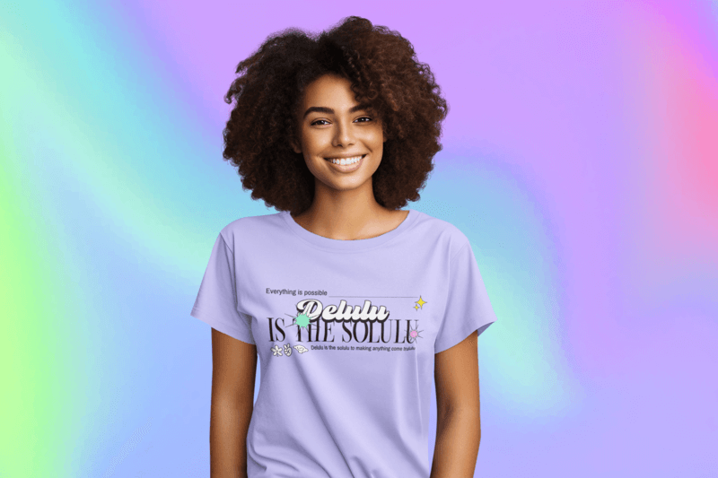 T Shirt Mockup Of A Woman With Afro Hair Generated By AI