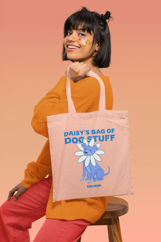 Tote Bag Mockup Featuring A Joyful Woman With Stickers On Her Face