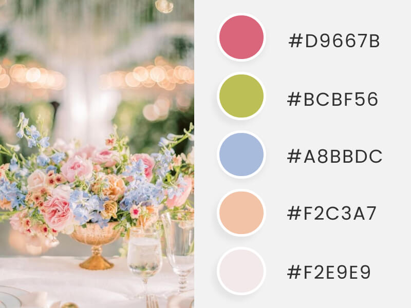 A Beautiful Table Flower Ornament With Summer Wedding Colors