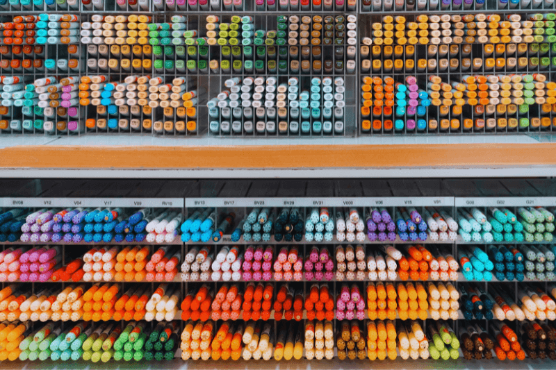 A Full Collection Of Stationery Markers Ordered In An Aesthetic Way
