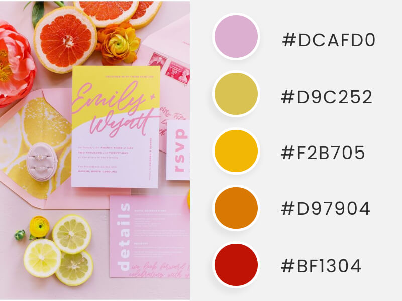 A Refreshing Citrical Wedding Collection Of Invitations To Illustrate A Wedding Color Schemes Collection
