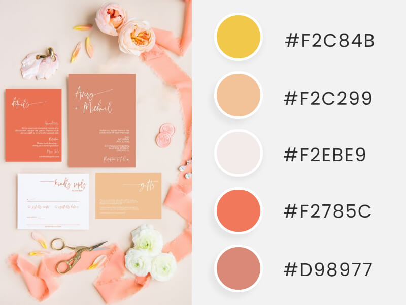 A Set Of Pretty Spring Wedding Invitations As Part Of A Wedding Color Schemes Blog