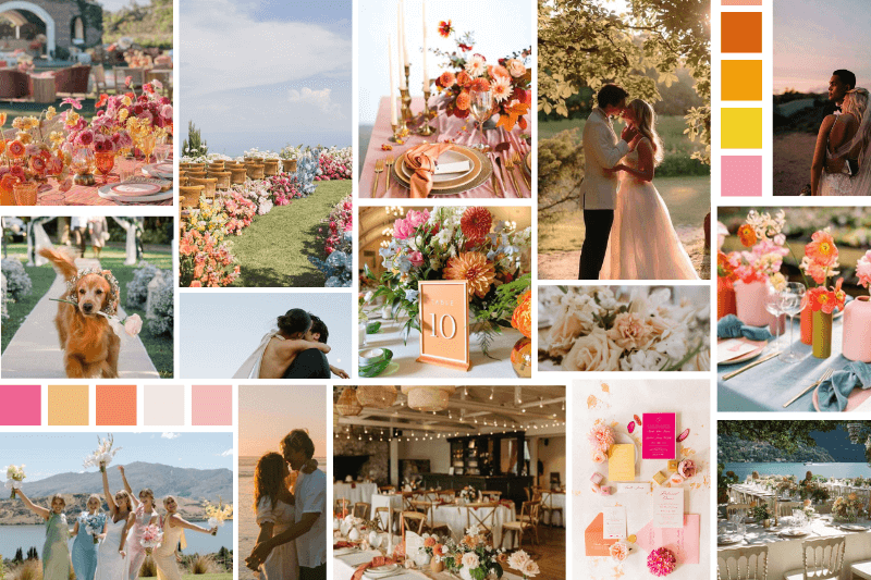 A Wedding Moodboard With Various Wedding Color Schemes
