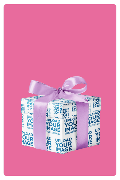 AI Generated Mockup Of A Gift Covered In Wrapping Paper Placed Against A Customizable Background