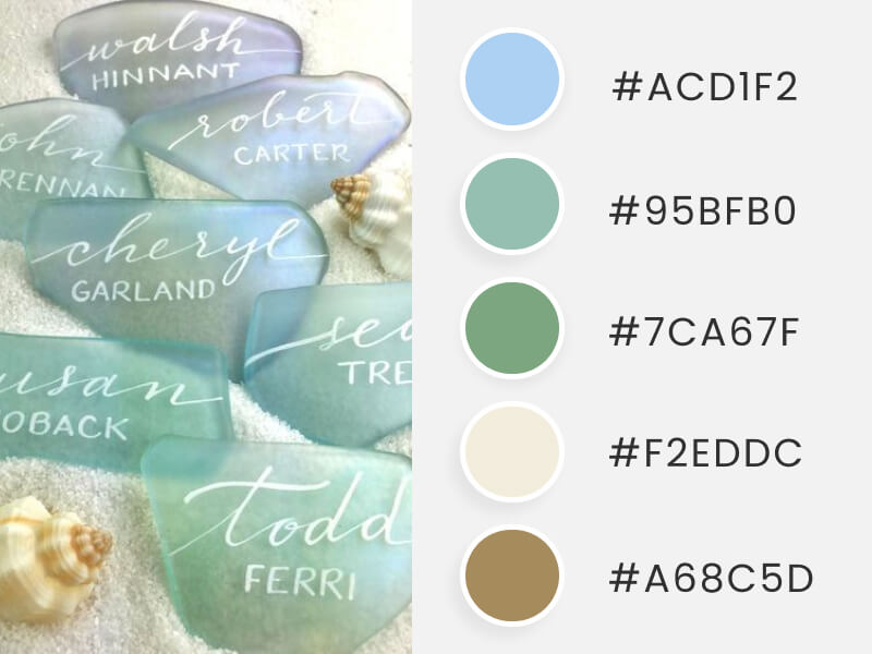 An Original Set Of Wedding Gifts In Bluish Tones As Part Of A Summer Wedding Colors Collection
