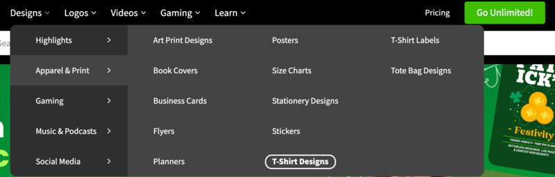 Creating A Space Shirt From Placeit's Navigation Bar