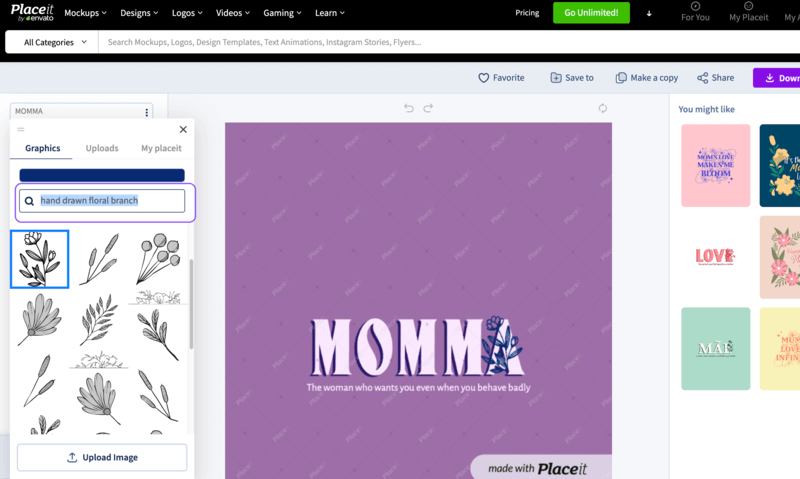 Editing A Mother's Day T Shirt Design With Placeit