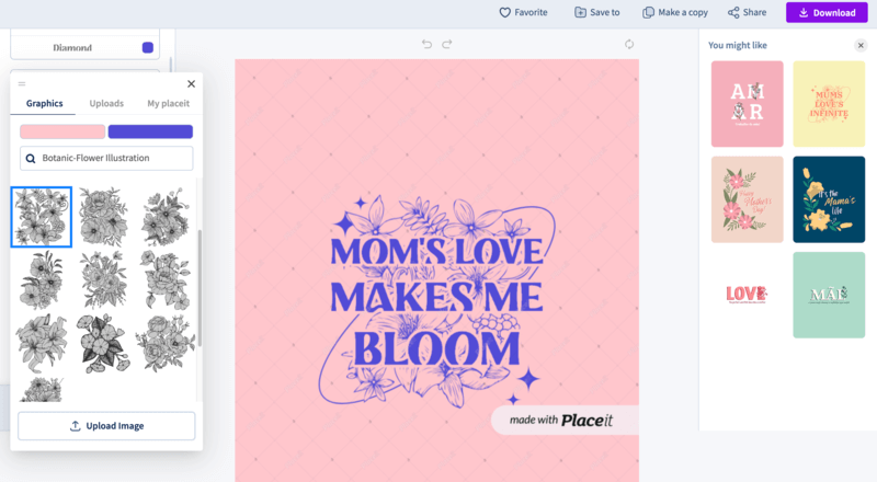 Editing Mother's Day Designs With Placeit