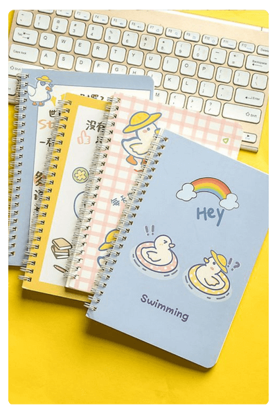 Four Custom Notebooks With Cute Ducks In Various Style
