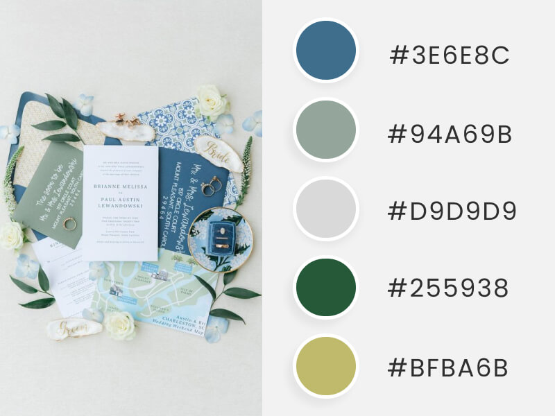 Wedding Invitations With Various Shades Of Blue And Green As An Example For A Wedding Color Schemes Blog