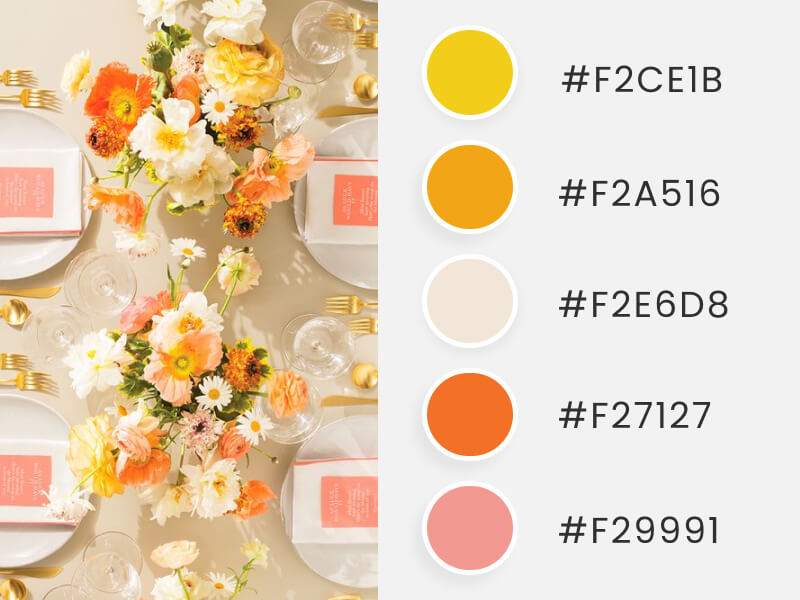 Wedding Stationery With Floral Hues As Part Of A Wedding Color Schemes Collection With Hex Codes