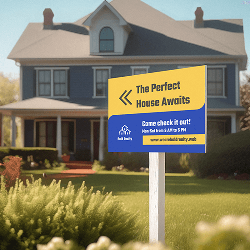 Ai Generated Mockup Of A Horizontal Real Estate Sign Placed In A House S Lawn Featured