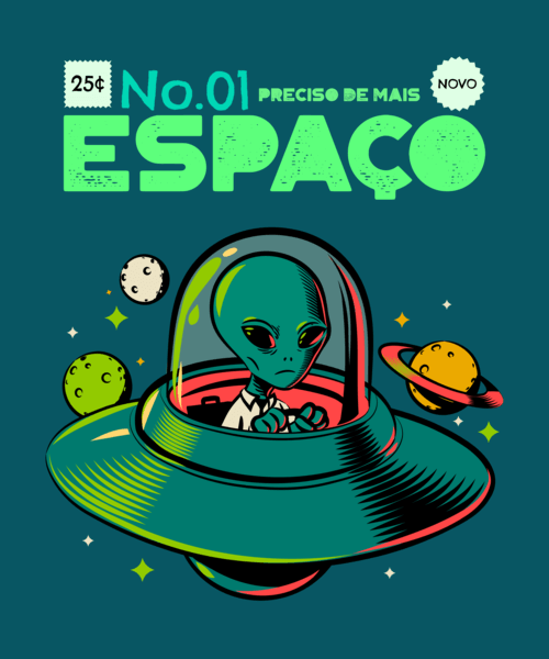 Alien T Shirt Design Template With An Ironic Graphic