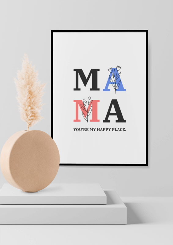 Art Print Mockup Featuring A Round Vase