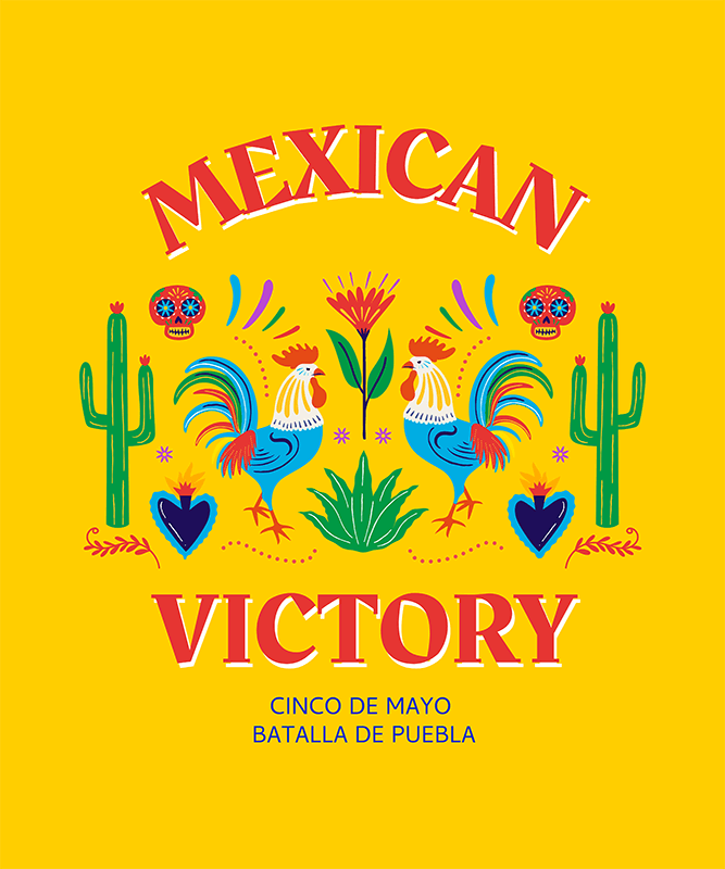 Colorful T Shirt Design Template For Cinco De Mayo With Mexican Inspired Graphics