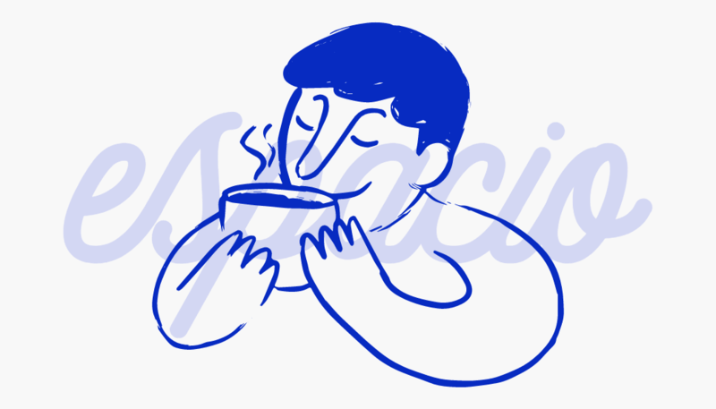 Front Business Card Design Featuring An Illustrated Man Drinking Coffee