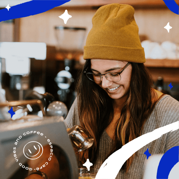 Instagram Post Template For A Coffee Shop Featuring Small Stars Graphics