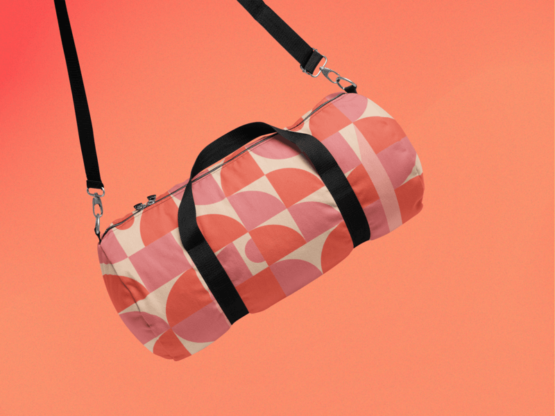Mockup Featuring A Sublimated Duffle Bag With Shoulder Strap