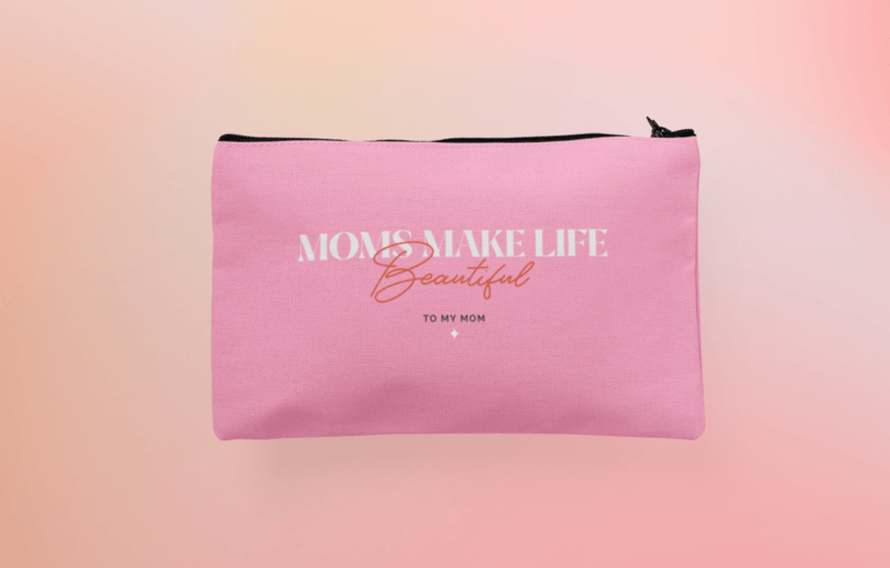 Mockup Of A Pouch Laying Flat Over A Customizable Background