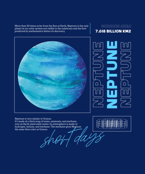 National Space Day Inspired T Shirt Design Template With A Neptune Graphic