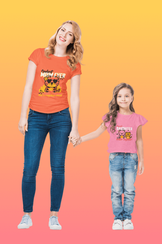 Personalized Mother's Day Gifts T Shirt Mockup Featuring A Woman With Her Daughter In A Studio