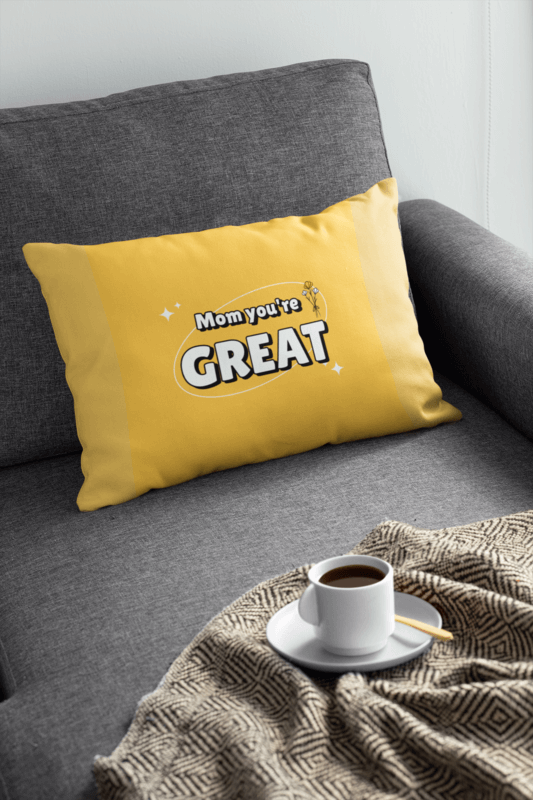 Pillow Mockup Featuring A Cup Of Coffee On A Sofa