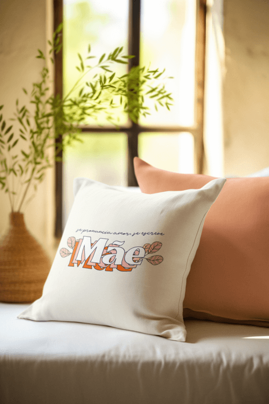 Relaxing Vibes Mockup Of An AI Generated Pillow Placed On A Couch