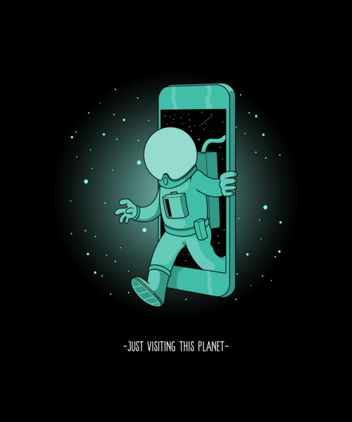 Space Shirt Design Maker With A Graphic Of A Smartphone And An Astronaut