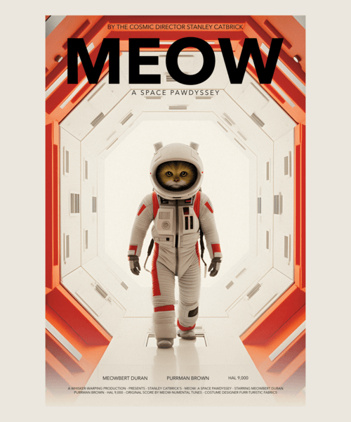 T Shirt Design Generator Featuring A Cat In An Astronaut Suit Inspired By A Space Odyssey