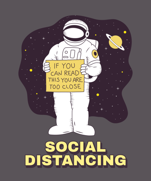 T Shirt Design Maker With A Graphic Of A Social Distancing Astronaut