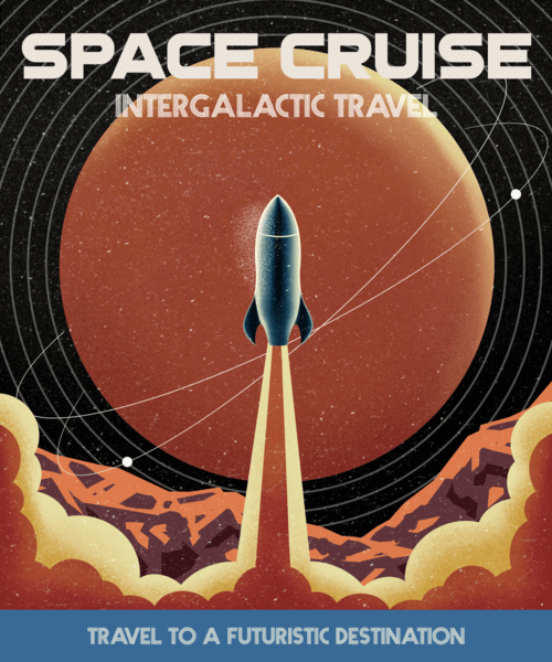 T Shirt Design Template With A Retro Space Cruise Illustration
