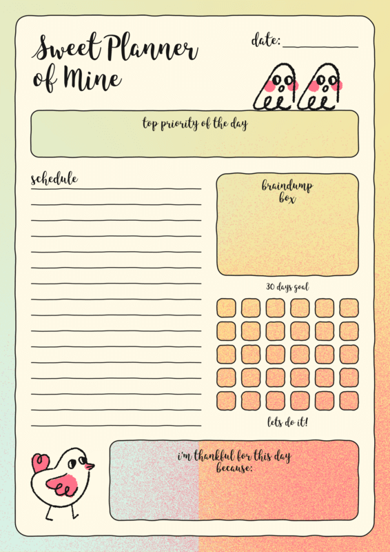 Planner Design Generator With A Cute Chicken Doodle For Children With Adhd