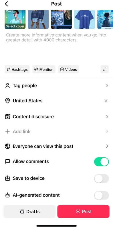 TikTok's Posting Options And Features Showcasing A Slideshow