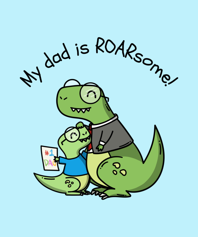Father's Day Shirt Design Template With Dinosaur Clipart
