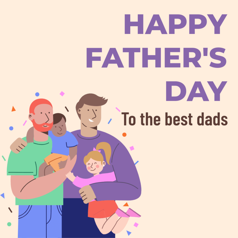 Instagram Post Maker With An Illustration Of Two Dads And Their Kids