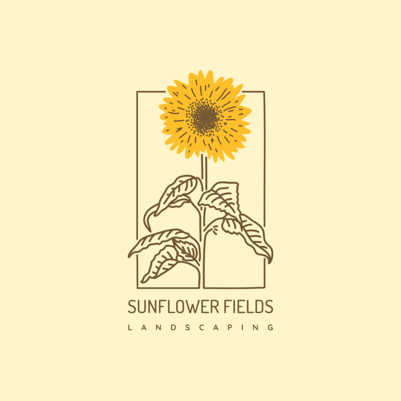 Landscaping Logo Maker Featuring A Sunflower Illustration