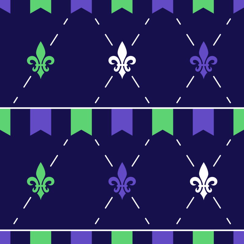 Mardi Gras Themed Seamless Pattern Template With Royal Themed Graphics