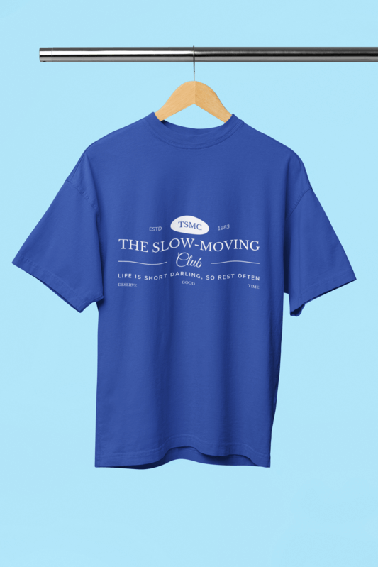 Mockup Of A Blue Oversized T Shirt Placed On A Wooden Hanger