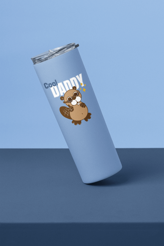 Mockup Of A Skinny Tumbler Falling To The Left